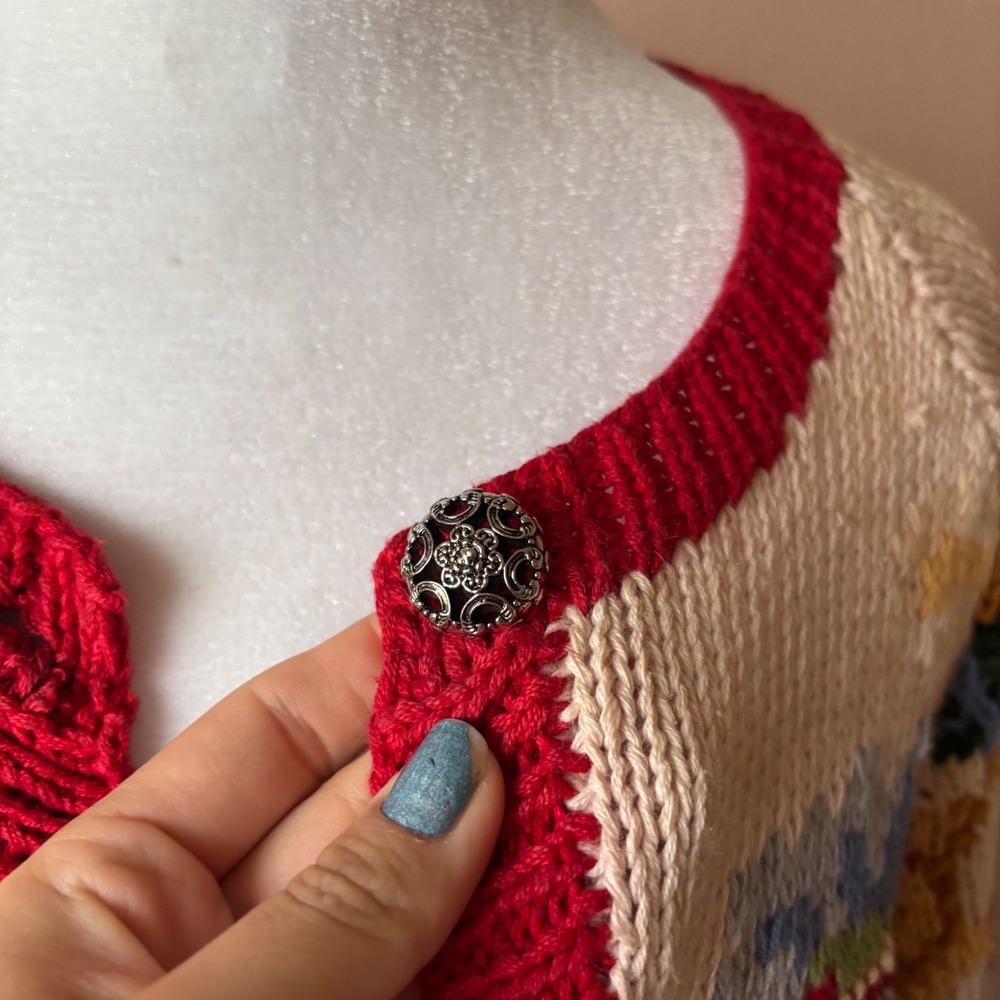 Vintage 80s / 90s Cottagecore Slouchy Oversized Hand Knit Cardigan - Picture 5 of 7
